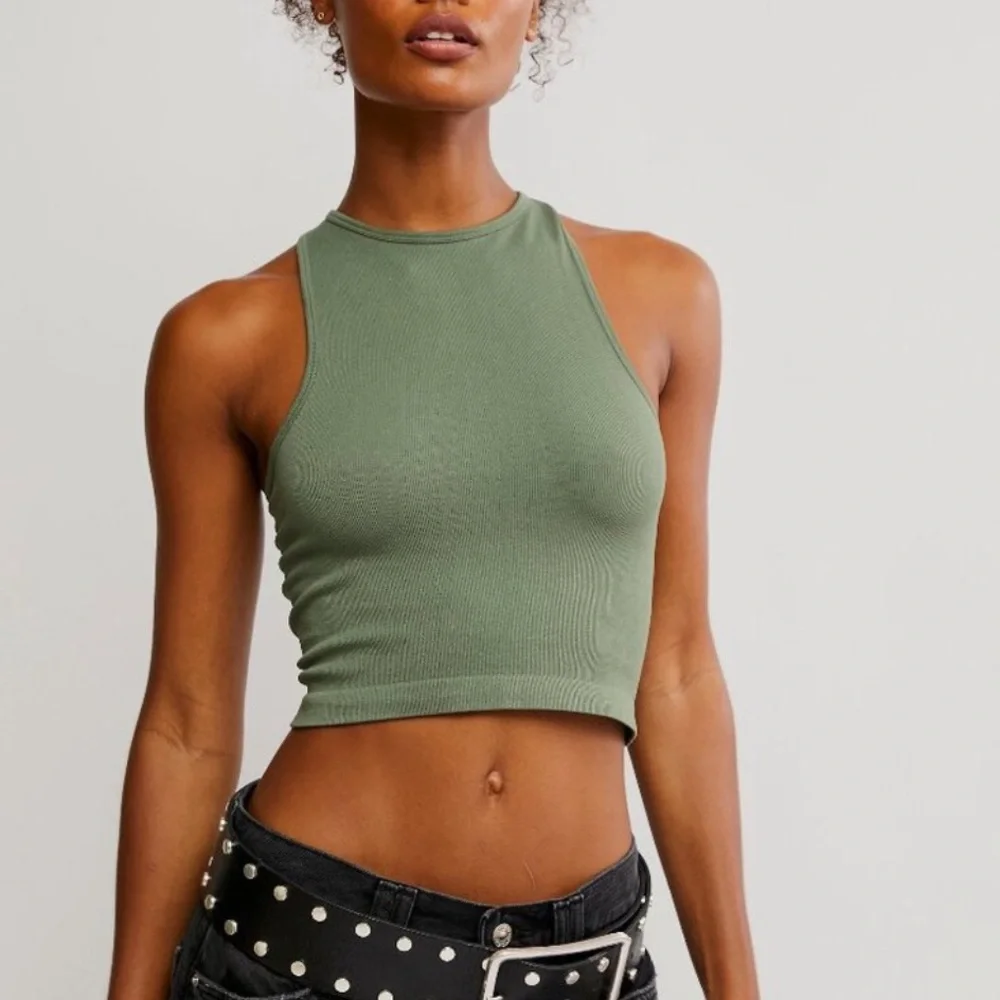 Free People Olive Green Crop Top